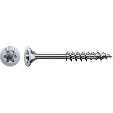 SPAX Universalschraube, 5 x 60 mm, 100 Stück, Teilgewinde, Senkkopf, T-STAR plus T20, 4CUT, WIROX - 0191010500603