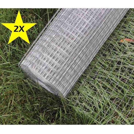 Le Poisson Qui Jardine – Pack de 2 rouleaux de grillage à poules 19mm – Hauteur 50cm – Longueur 25m – Matériau galvanisé résistant aux intempéries