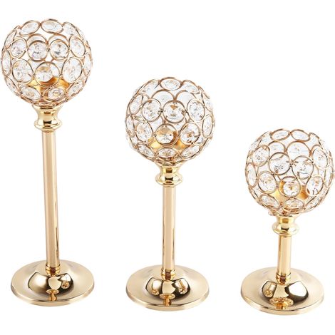 Goldene Teelichthalter, 3er-Set, hohe Votivkerzenhalter für Hochzeiten, Weihnachtsdekoration, Geschenk – kompatibel mit Teelichtern (1/5)