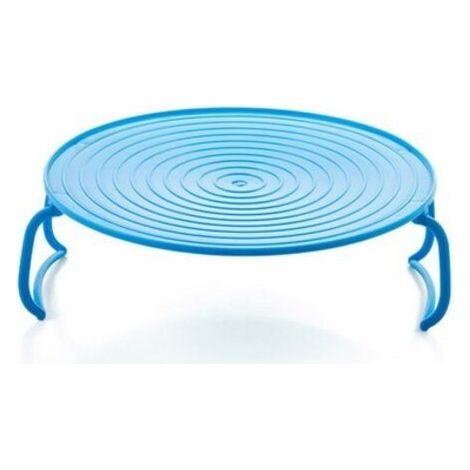 QORVA-Plateau Rond Cuiseur Vapeur Rack, Double Couche Vapeur Rack Support de Plateau de Cuisson en Plastique avec Jambe Pliable pour Plats au Four Micro-ondes Assiette Plateau Cuisson à la Vapeur Rack (1/5)