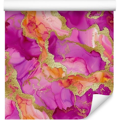 Papier peint violet encre, rose poudré et or pour salon et chambre 50x1000 (1/5)