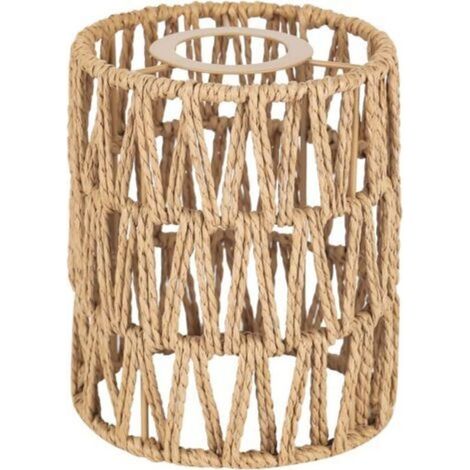 Abat-jour Plafond - Rotin Tissé - Pour Douille E27 E26 - Hauteur 15 cm - Diamètre 12 cm - Style Boho - Unité (1/5)