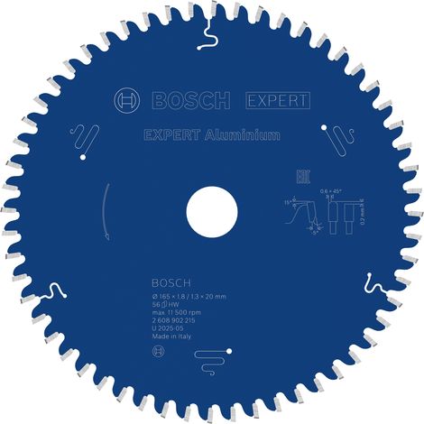 Bosch Aluminium Circular Saw Blade 165 x 1.8/1.3 x 20 mm T56 2608902215 (1/5)