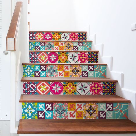 Stickers adhésifs escalier carrelages contremarche - AGNES - 2 bandes de 12.5x87.5cm (1/3)