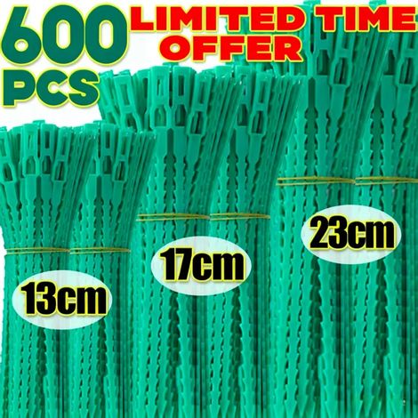 (17 cm, 100 pièces) Attaches de câble réutilisables et réglables en plastique pour plantes grimpantes, arbres et arbustes de jardin, avec fermeture éclair en nylon. (1/4)