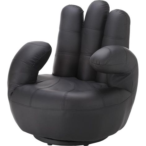 Poltrona a forma di mano girevole in similpelle Nero - CATCHY