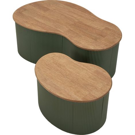 Couchtisch-Set Kashan, 2er Set, Tischplatte Braun, Gestell Metall, 37x58x92h cm Eichenbraun