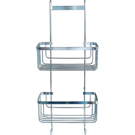 Serviteur de Douche 2 Paniers (25 x 12 x 60 cm) Filaire Chrome, Métal (1/4)