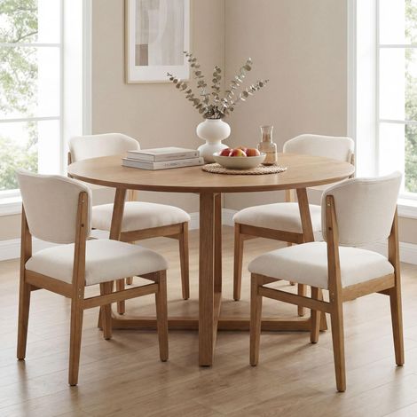 Wahson 4Pcs Dining Chairs, PU Leather Dining Room Chairs with Wooden Legs, Mid-Century Modern Kitchen & Accent Chairs for Living Room, Restaurant, White (1/5)