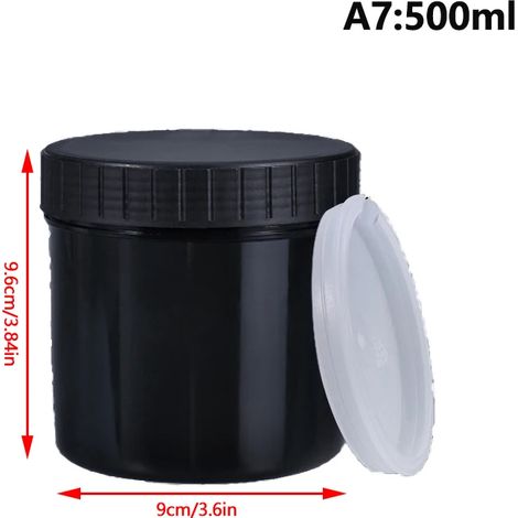 Pot en plastique blanc/noir (500 ml) - Pot pour masque, pot pour crème, pot de conservation alimentaire, récipient vide pour cosmétiques, boîte à maquillage (1/5)