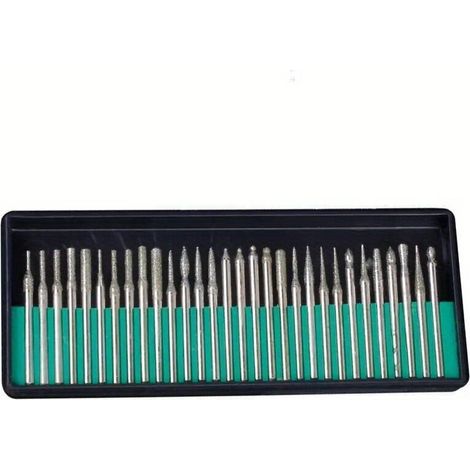 30 Pièces Fraises Diamantées pour Outils Rotatifs – Tige 3 mm – Pour Métal, Bois, Sculpture et Fraisage (1/5)