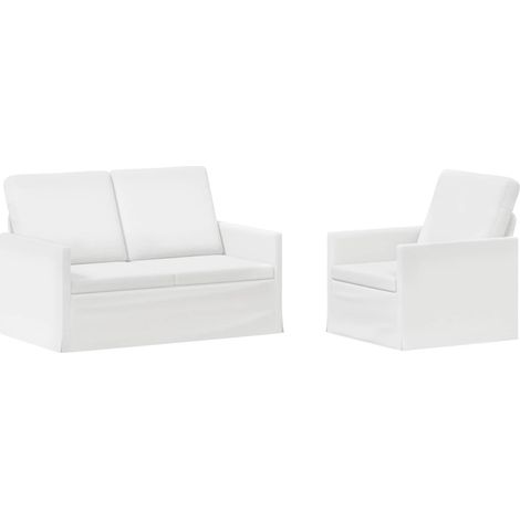 Sofa Set 2 pcs White Fabric vidaXL (1/5)