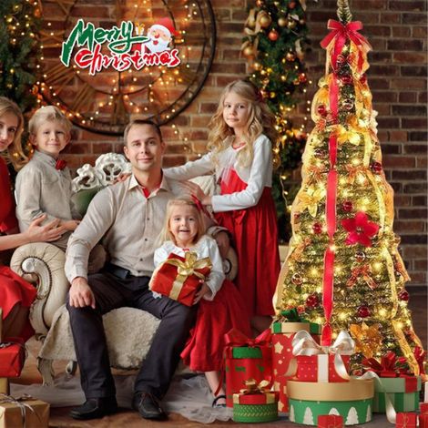 Sapin de Noël Lumineux Pliable 120cm - Arbre de Noël Fibre Optique Décoratif avec Éclairage - Décoration Festive pour Maison, (1/5)