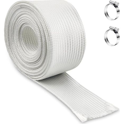 Gaine en Fibre de Verre Haute température, diamètre intérieur 25 mm, Longueur 1,2 m, pour Tuyau d'échappement avec 2 Colliers de Serrage, pour Isolation de générateur de Chauffage (1/5)