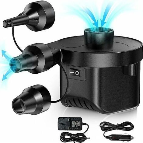 Gonfleur Électrique, Pompe Gonflage Gonfleur Degonfleur avec 3 Buses pour Matelas Gonfleur, Piscine Gonflable, Coussin Gonflable,Pompe Électrique avec Adaptateur Voiture Maison (1/4)