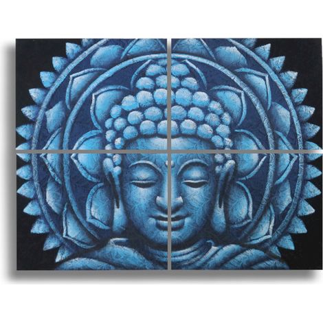 Détail Brocart Mandala Bouddha Bleu 30x40cm x 4- Vendu par 1