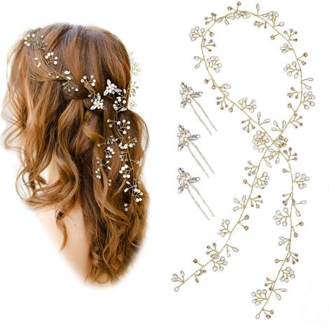 Haarschmuck, extra lange Kristallperlen, Brauthaarkränze, Stirnbänder für Damen und Mädchen. (1/4)
