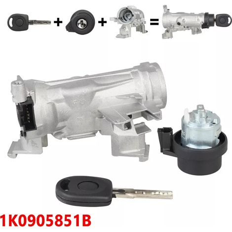 Cylindre De Serrure De Contact - Pour Colonne De Direction - Métal - 6 Broches - Compatible Volkswagen Passat Golf 5 Et 6 - 1 pièce (1/5)