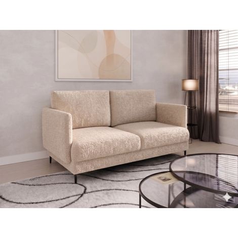 Sofa Designersofa HELMER 2-Sitzer Stoff Baloo Beige