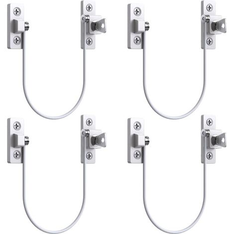 4pcs Entrebâilleur Fenêtre Porte Restricteur de Porte de Fenêtre Verrou Fenetre UPVC Verrouillage de Limite Verrou de Sécurité Câble Serrure de Limite Avec Clé et Vis