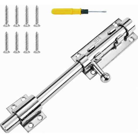 Edelstahl Bolzenriegel 20cm mit Vorhängeschloss Loch, Torriegel für Türen & Zäune