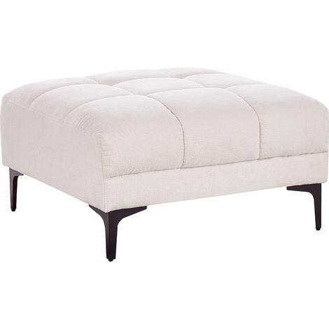 Otomana rectangular de tela acolchada capitoné Reposapiés blanco crema Alnes