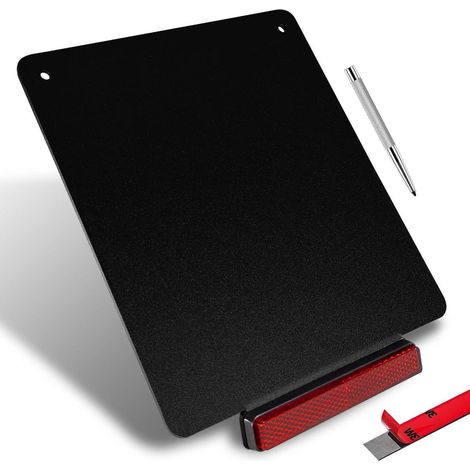 Support de plaque moto aluminium 180x200mm avec réflecteur homologué E4 noir (1/5)