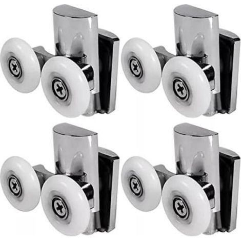 Rulli per porta doccia, modello da 23 mm - Set da 4 - Zincati - Ruote in nylon (1/4)