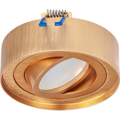 Support de spot encastrable orientable rond SKAND MINI 1 Gold IP20 noir sablé et or brossé - EDO Solutions (1/5)