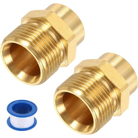 2Pcs Adaptateur Pour Nettoyeur Haute Pression Adaptateur Pivotant Raccord Rapide Femelle G1/4" Vers Male M22 15mm, En Laiton, Avec Ruban D'étanchéité, Pour Tuyau (1/5)
