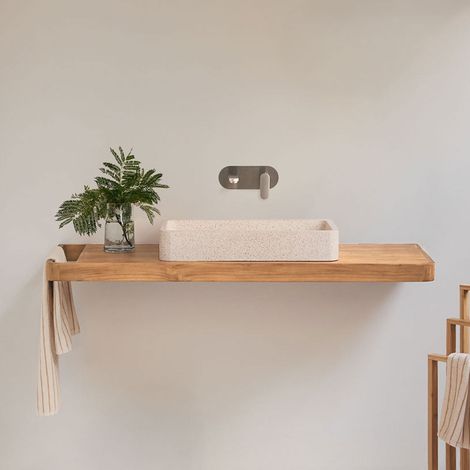 Ensemble meuble de salle de bain suspendu 130x45 cm en bois de teck Neill SKLUM (1/5)