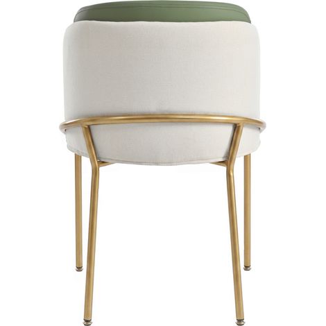 Chaise de salle à manger moderne en tissu vert avec pieds inclinés dorés réglables (1/5)