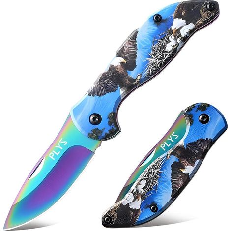 Klappmesser mit Adlermuster, Edelstahl, für Outdoor & Camping