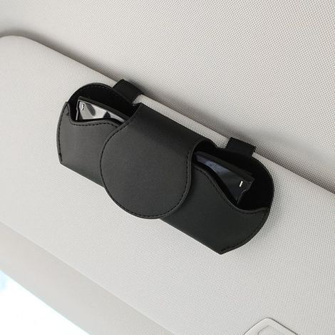 Étui à lunettes noir pour pare-soleil de voiture - Organiseur multifonctionnel pour lunettes de soleil et cartes (noir) (1/5)