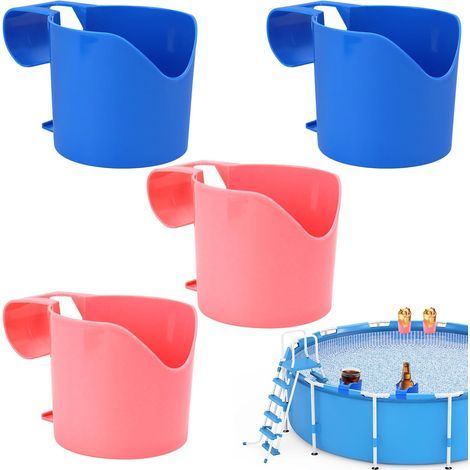 Porte-gobelets de piscine, 4 porte-bières de piscine, support suspendu pour gobelets de piscine, idéal pour ranger boissons, bières et téléphones portables. (1/5)
