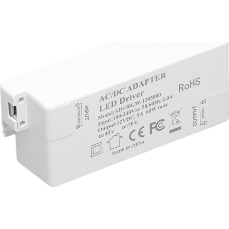 60-W-LED-Treiber-Transformator, Eingang: AC 100–240 V, Ausgang: DC 12 V, 5 A, DIY-Lampen-Antriebsnetzteil-Zubehör (1/5)