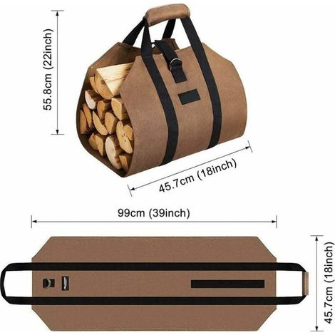 Panier à bûches et sac à bûches Bois de Chauffage Porte-bûches Toile cheminée Bois Sac de Transport Extra Grand Porte-Bois de Chauffage paniers de Bois de Chauffage intérieurs pour Camping Toile (1/4)