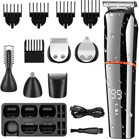 rasoir electriques hommes-Tondeuse multifonctionnelle homme ABS/alloy - Coupe nez/barbe/cheveux/poils aisselles (Batterie lithium 600mAh, lame titane anti-rouille) - Professionnel/durable (16x3.9cm)