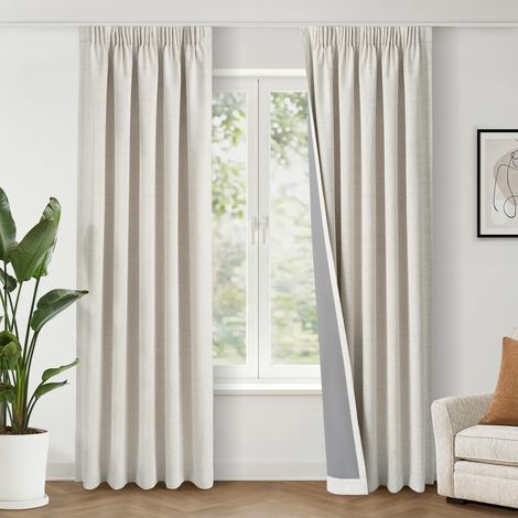 Rideau Occultant Thermique 140 x 245 cm Lot de 2, Beige (1/5)