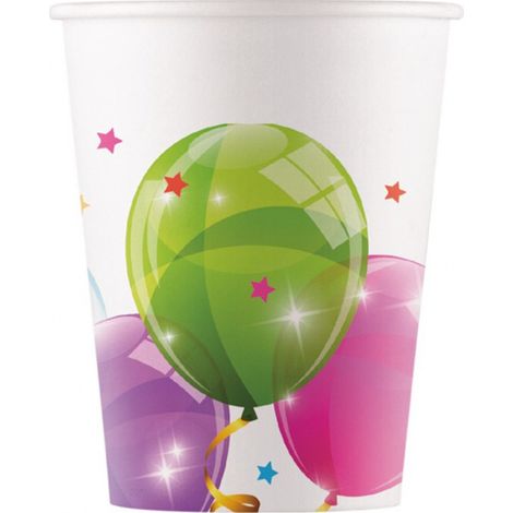 Becher Luftballons Geburtstagsballons 200ml 8 Stück.