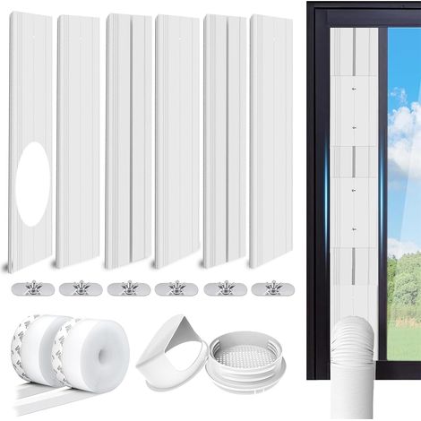 Kit de Fenêtre Climatiseur Mobile, Kit de Glissière de Fenêtre Climatiseur Portable, Kit Calfeutrage Fenêtre Coulissante Climatiseur Mobile avec Adaptateur de Tuyau Universelle (1/5)