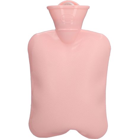 Bouteille d'eau chaude PVC portable, sac d'eau chaude épaissi pour réchauffer les pieds en dortoir chambre, protection contre le froid, rose (1/5)