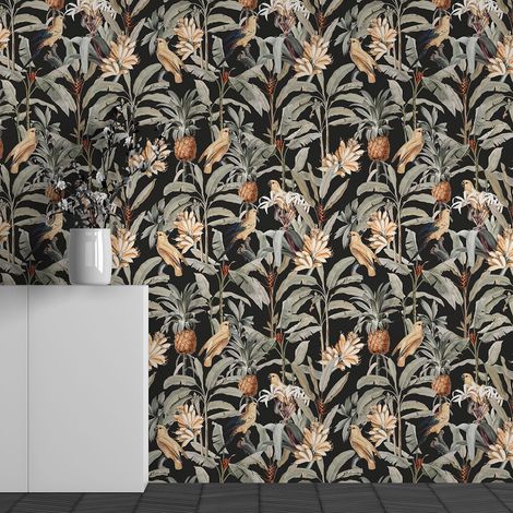 Papier peint panoramique - Motif Fleurs Oiseaux - 130 cm x 81 cm (1/3)