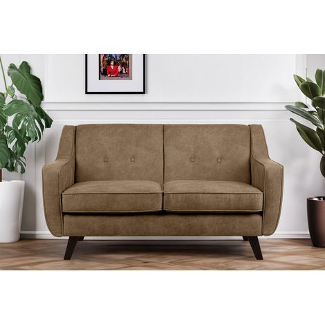 KONSIMO TERSO Sofa, 2 Sitzer im zeitlosen Design, in Lederoptik, hellbraun (1/5)