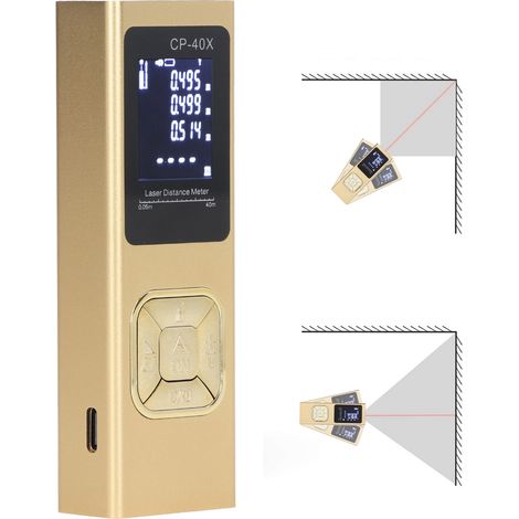 Mini télémètre laser électronique portable de haute précision, instrument de mesure infrarouge en alliage d'aluminium, règle laser, puissance laser 1mW, CP-40X, distance de mesure ≤40 mètres. (1/5)