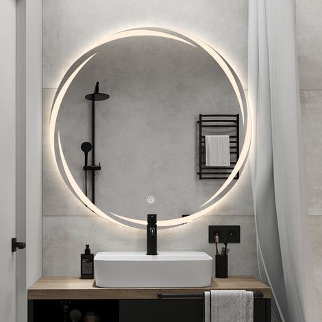 Badezimmerspiegel rund 60cm hinterleuchtet beschlagfrei Veski L