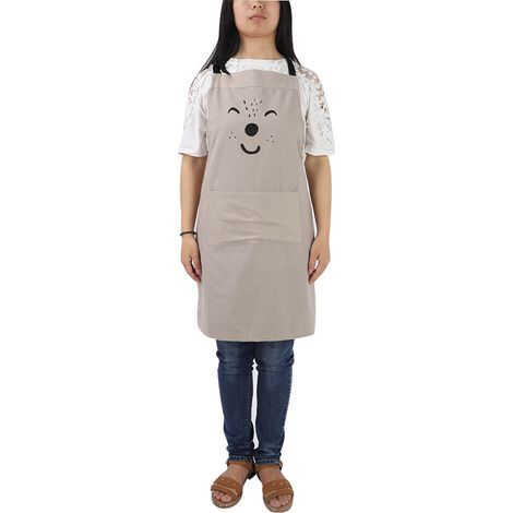 Tablier de cuisine enfant en coton, motif dessin animé mignon, avec cordon ajustable (gris) (1/5)