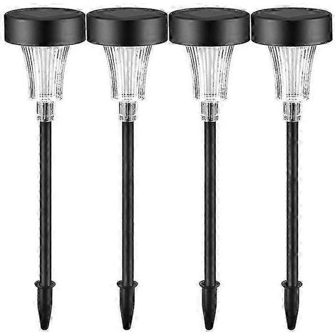 DS001 Lot de 4 lampes LED solaires étanches pour jardin, pelouse et décoration, avec piquet - Blanc (1/5)