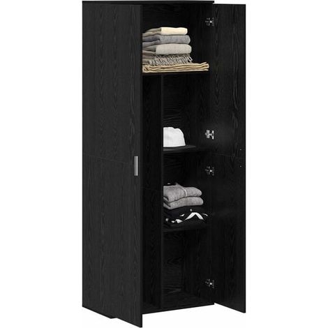 Armoire Haute de Rangement 70x33,5x180 cm en Bois d'Ingénierie Effet Chêne Noir, Meuble de Storage Vertical pour Cuisine, Salle de Bain ou Entrée (1/5)