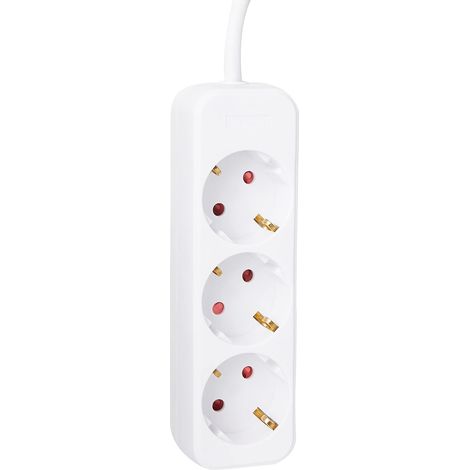 Bloc multiprise 3 Prises avec câble 3 m, Blanc, 7430210 (1/5)
